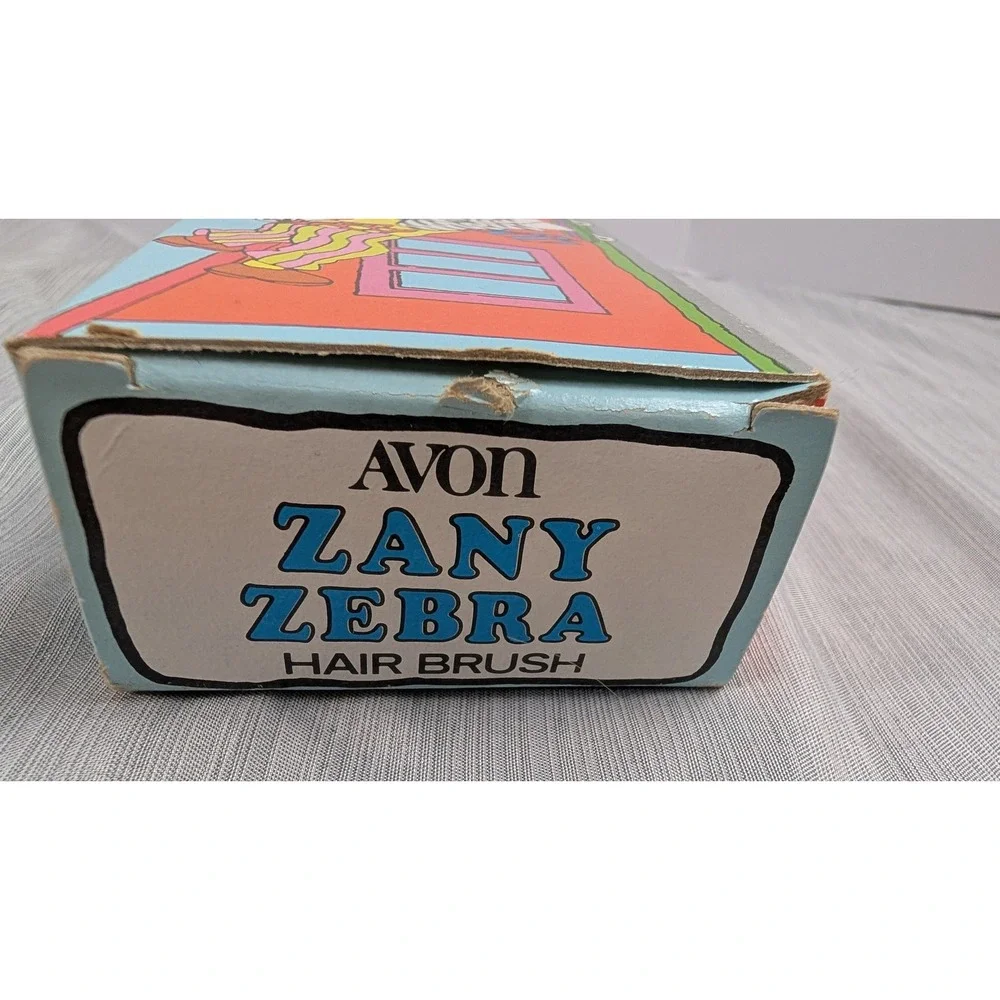 Avon Sweet Pickles Zany Zebra Hair Brush 1978 Vintage Kids White Pink Green